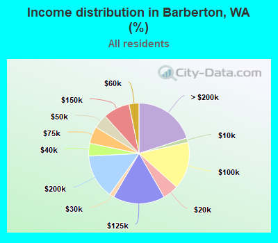 Income distribution in Barberton, WA (%)