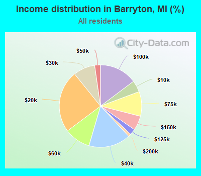 Income distribution in Barryton, MI (%)