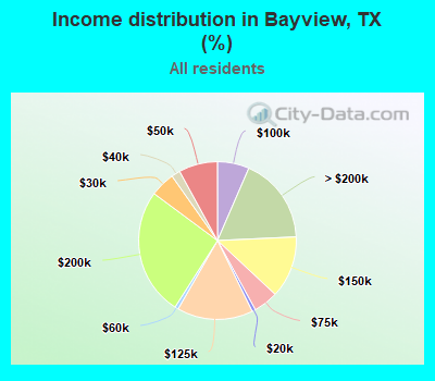 Income distribution in Bayview, TX (%)