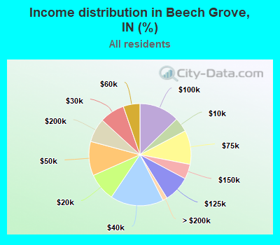 Income distribution in Beech Grove, IN (%)