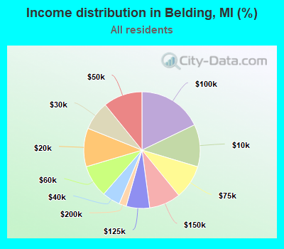 Income distribution in Belding, MI (%)
