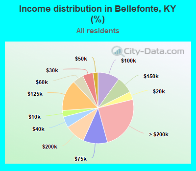 Income distribution in Bellefonte, KY (%)