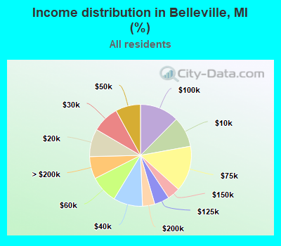 Income distribution in Belleville, MI (%)