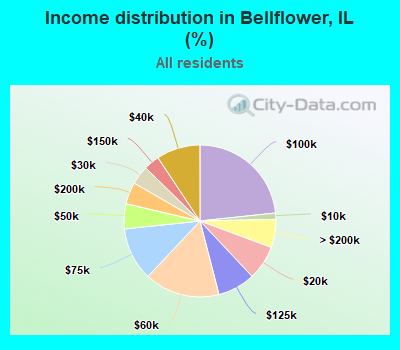 Income distribution in Bellflower, IL (%)