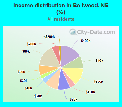 Income distribution in Bellwood, NE (%)