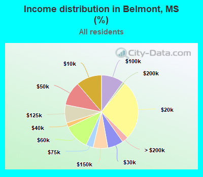 Income distribution in Belmont, MS (%)