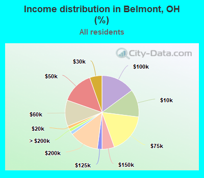 Income distribution in Belmont, OH (%)