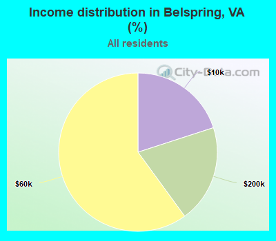 Income distribution in Belspring, VA (%)