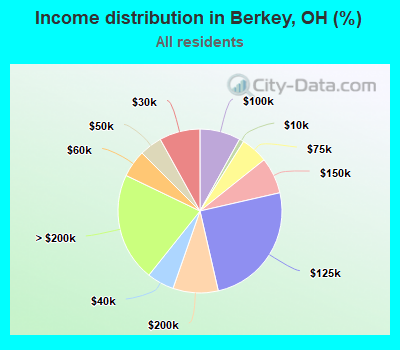 Income distribution in Berkey, OH (%)