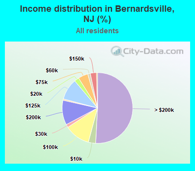 Income distribution in Bernardsville, NJ (%)