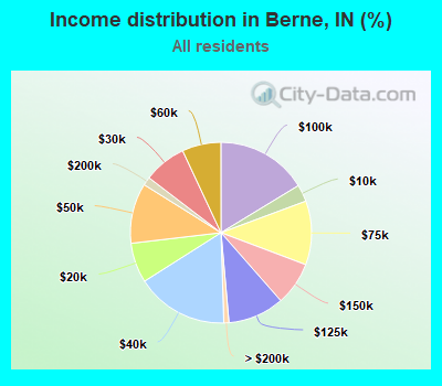 Income distribution in Berne, IN (%)