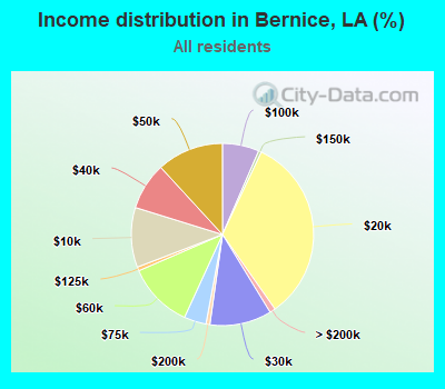 Income distribution in Bernice, LA (%)