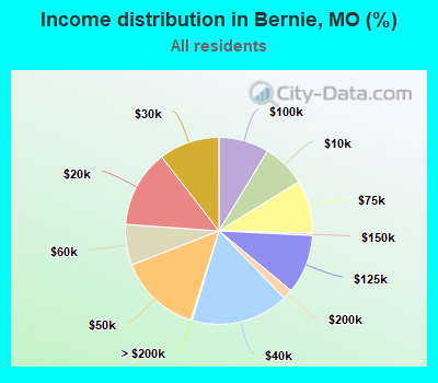 Income distribution in Bernie, MO (%)