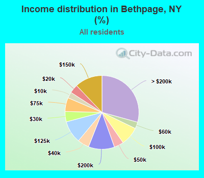 Income distribution in Bethpage, NY (%)