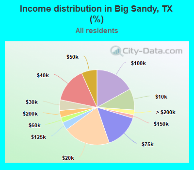 Income distribution in Big Sandy, TX (%)