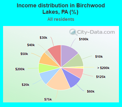 Income distribution in Birchwood Lakes, PA (%)