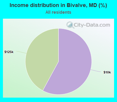 Income distribution in Bivalve, MD (%)