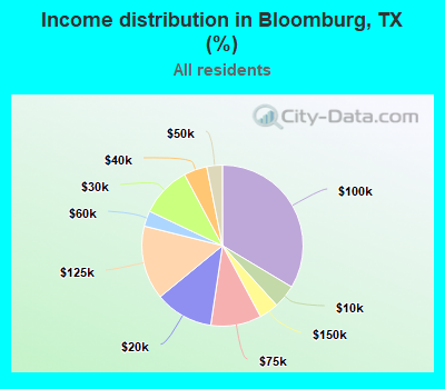 Income distribution in Bloomburg, TX (%)
