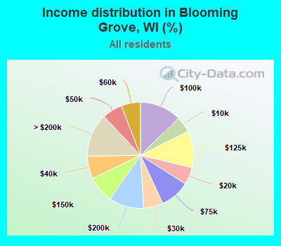 Income distribution in Blooming Grove, WI (%)