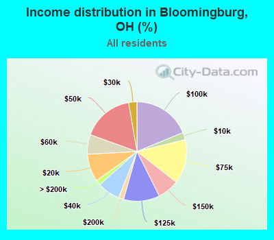 Income distribution in Bloomingburg, OH (%)