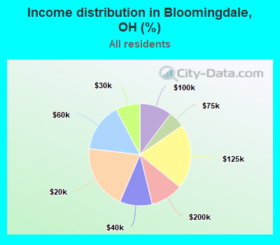 Income distribution in Bloomingdale, OH (%)