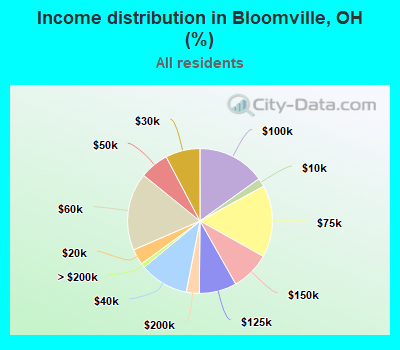 Income distribution in Bloomville, OH (%)