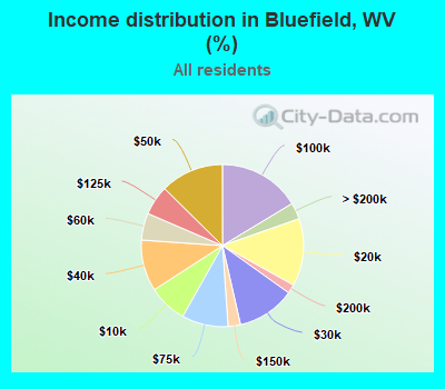 Income distribution in Bluefield, WV (%)