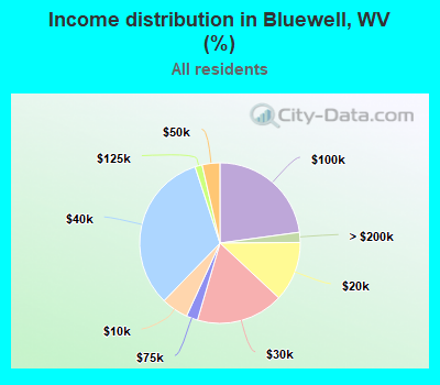 Income distribution in Bluewell, WV (%)