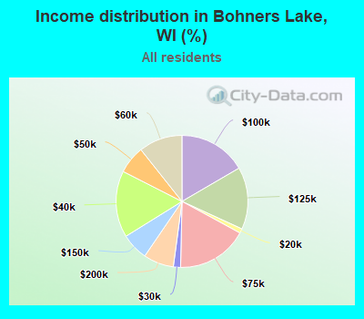 Income distribution in Bohners Lake, WI (%)