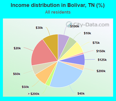 Income distribution in Bolivar, TN (%)