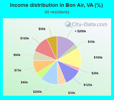 Income distribution in Bon Air, VA (%)