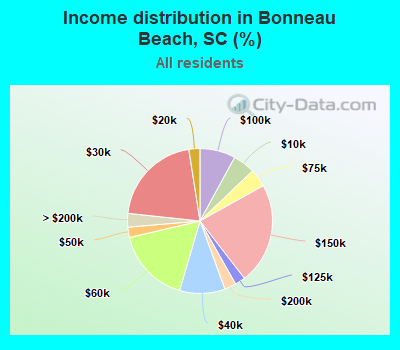 Income distribution in Bonneau Beach, SC (%)