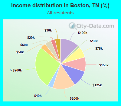 Income distribution in Boston, TN (%)