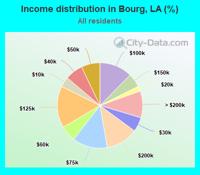 Income distribution in Bourg, LA (%)