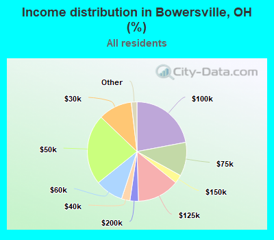 Income distribution in Bowersville, OH (%)