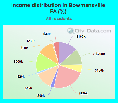 Income distribution in Bowmansville, PA (%)