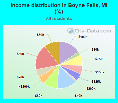 Income distribution in Boyne Falls, MI (%)