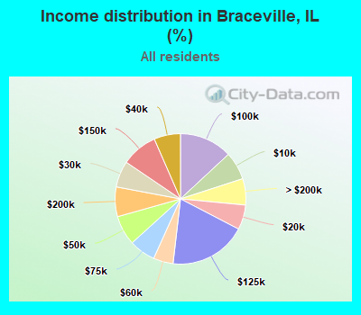 Income distribution in Braceville, IL (%)