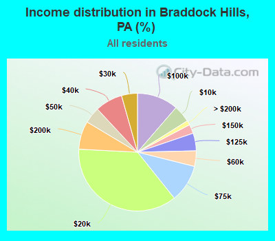 Income distribution in Braddock Hills, PA (%)