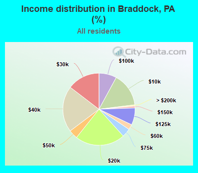 Income distribution in Braddock, PA (%)