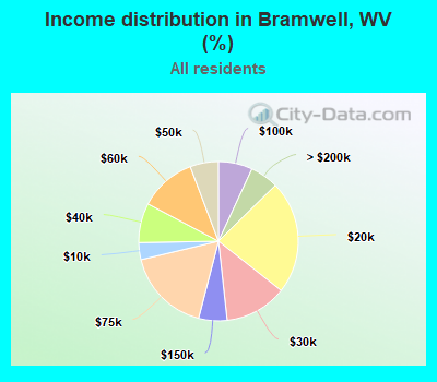 Income distribution in Bramwell, WV (%)