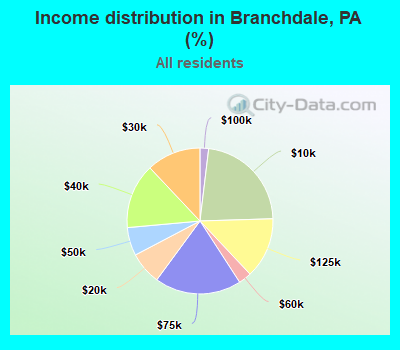 Income distribution in Branchdale, PA (%)