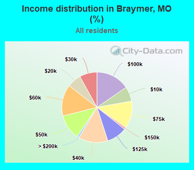 Income distribution in Braymer, MO (%)