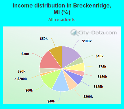 Income distribution in Breckenridge, MI (%)