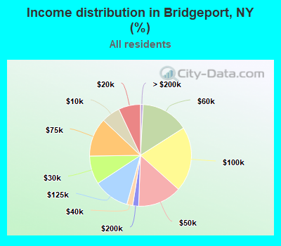 Income distribution in Bridgeport, NY (%)