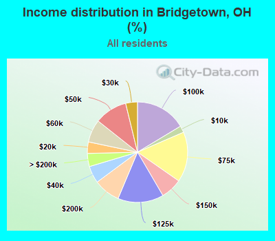 Income distribution in Bridgetown, OH (%)