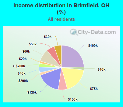 Income distribution in Brimfield, OH (%)