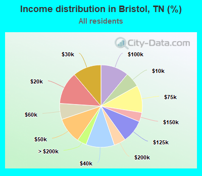 Income distribution in Bristol, TN (%)