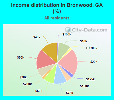 Income distribution in Bronwood, GA (%)
