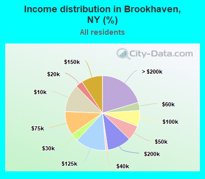Income distribution in Brookhaven, NY (%)